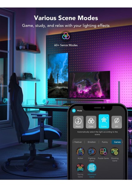 Rgbıc Gaming Light Bar 42 Cm, Wifi, Müzik Senkron, Alexa Uyumlu, 60+ Sahne, Pc & Tv modelleri