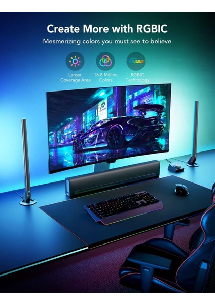 Rgbıc Gaming Light Bar 42 Cm, Wifi, Müzik Senkron, Alexa Uyumlu, 60+ Sahne, Pc & Tv indirimleri