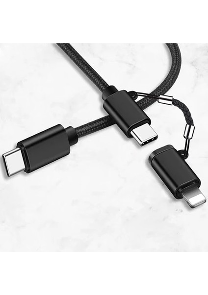 Ally 2in1 USB Type C 60W Hızlı Şarj Pd Kablosu+Iphone Başlık USB KABLO-(5775) - HNK8834-7395