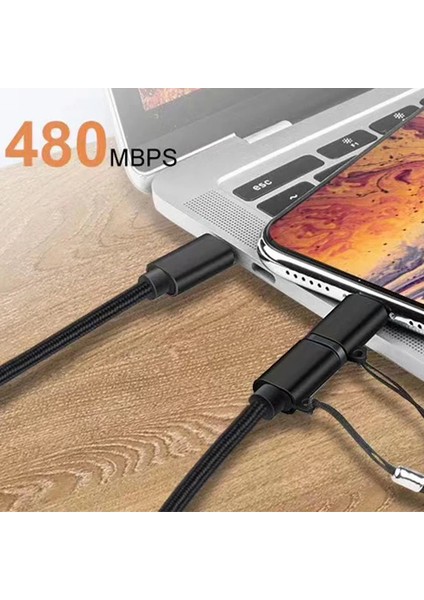Ally 2in1 USB Type C 60W Hızlı Şarj Pd Kablosu+Iphone Başlık USB KABLO-(5775) - HNK8834-7395 modelleri