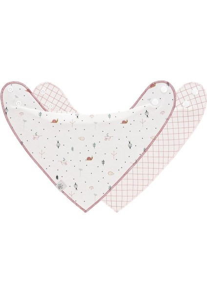 Organik Pamuk Üçgen Bebek Önlüğü, 2’li Set, Çıtçıtlı, Ters Çevrilebilir