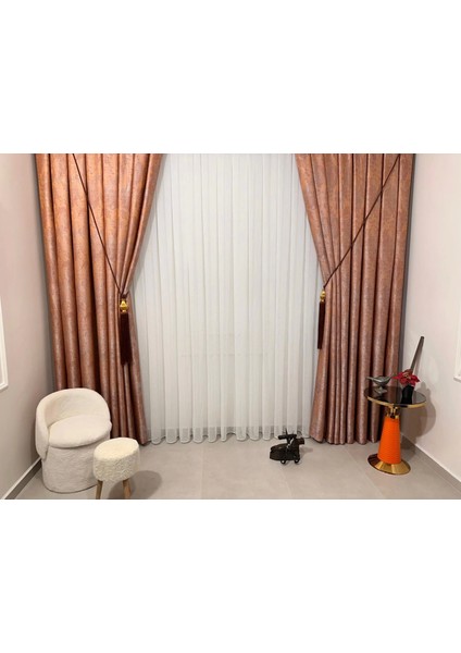 Nivemeshome Burçak Işlemeli 1/3 Sık Pileli Tül Perde Apm