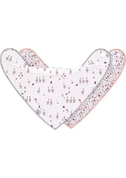 Organik Pamuk Üçgen Bebek Önlüğü, 2’li Set, Çıtçıtlı, Ters Çevrilebilir