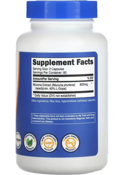 Nutricost, Mucuna Pruriens, 800 mg, 120 CAPSUL.ABD.4147.TR Tek Yetkili Satıcısı Ozelsporcugıdaları'dır fiyatları