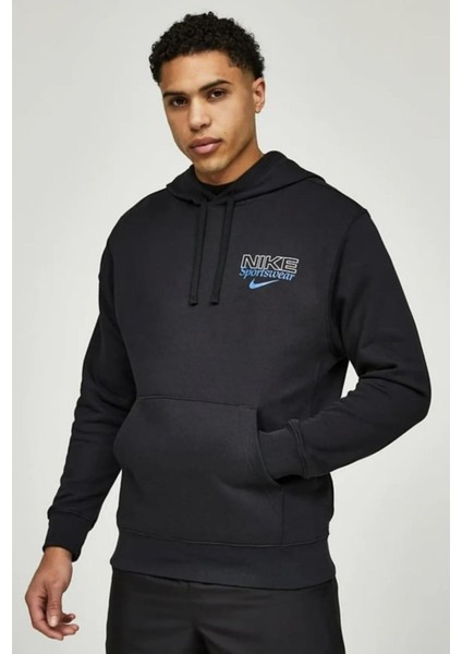 Sportswear Graphic Erkek Siyah Kapüşonlu Sweatshirt