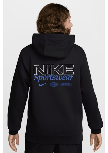 Sportswear Graphic Erkek Siyah Kapüşonlu Sweatshirt fiyatları