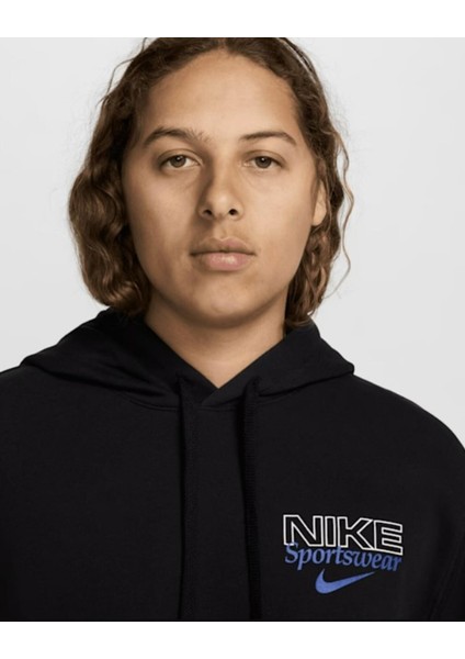 Sportswear Graphic Erkek Siyah Kapüşonlu Sweatshirt indirimleri