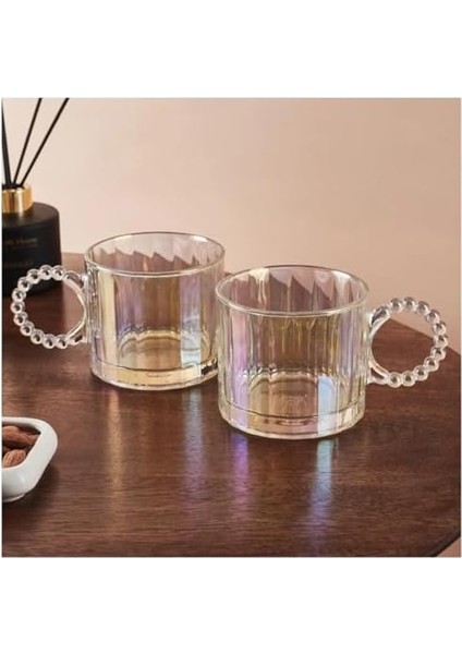 Line Luster 3’lü 325 ml Cam Kupa Seti – Boncuklu Kulp Tasarımlı Büyük Cam Mug Bardak fiyatları
