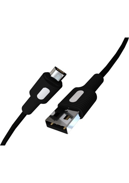 Coral Micro USB Hızlı Şarj Kablosu (Siyah + Beyaz/siyah Uç) (120 Cm)