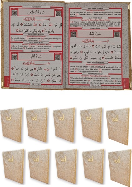 Kadife Kaplı Yasin Kitabı Çanta Boy 12 cm x 17 cm 80 Sayfa 10 Adet Gold Renk fiyatları