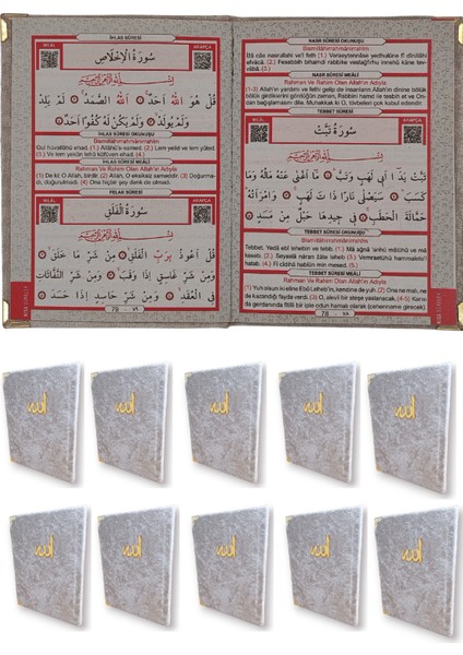 Kadife Kaplı Yasin Kitabı Çanta Boy 12 cm x 17 cm 80 Sayfa 10 Adet Gri Renk fiyatları