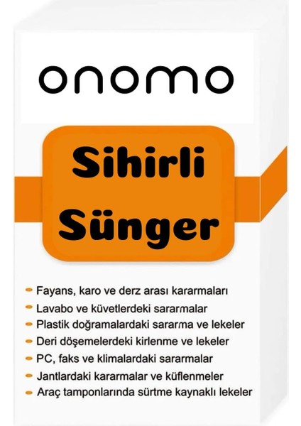 Sihirli Sünger, Çok Amaçlı Temizlik Süngeri, Fayans, Lavabo, Plastik ve Deri Yüzeyler Için 3 Adet