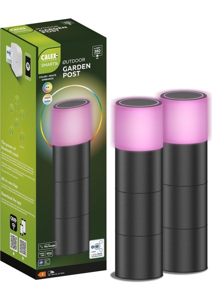Akıllı Dış Mekan LED Bahçe Lambası 2'li Set,rgb Renkler, Sıcak Beyaz Işık, Kısılabilir