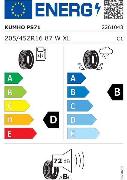 205/45R16 87W Xl Ecsta PS71 2025 Üretim Yaz Lastiği fiyatları