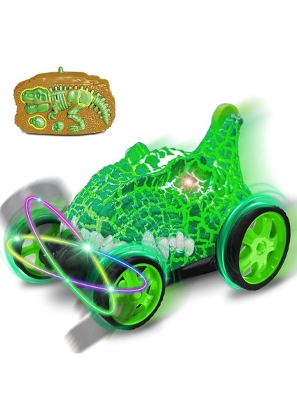 Kahverengi Uzaktan Kumandalı Takla Atan Akrobat Dinozor Araba