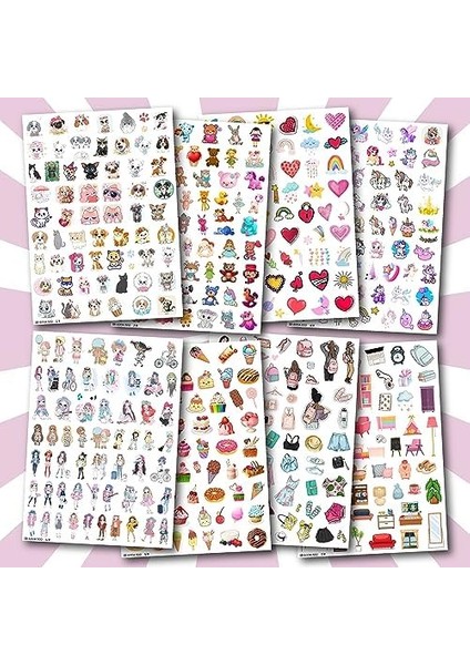 Sticker Seti 500 Adet - Kız Çocuklara Özel Konsept - Defter Planlayıcı Günlük Takvim Ajanda Için Etiketler - Öğrencilere ve Yetişkinlere Kendinden Yapışkanlı Eğlenceli Çıkartmalar (8 Sayfa)