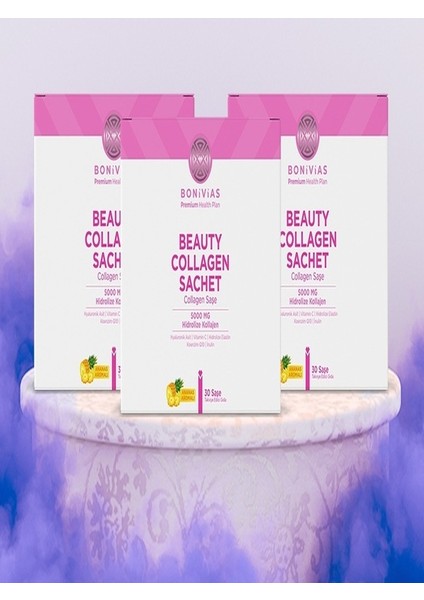 Beauty Collagen Cure Saf Hidrolize Kollajen, Hyaluronik Asit, İnulin, Elastin, Koenzim Q10, Vitaminler ve Mineraller İçeren Takviye Edici Gıda Hidrolize kollajen Tip 1-3 30 Şase