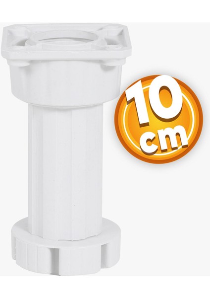 (8 Adet) Ayarlanabilir Dolap Mobilya Tezgah Puf Yükseltici Yükseltme Ayağı 10 cm Beyaz Ayakları fiyatları