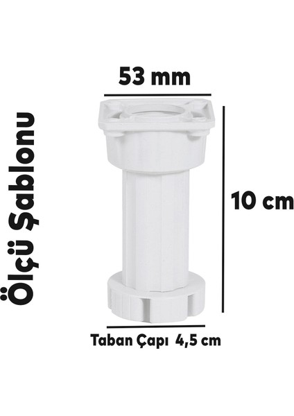 (8 Adet) Ayarlanabilir Dolap Mobilya Tezgah Puf Yükseltici Yükseltme Ayağı 10 cm Beyaz Ayakları fırsatları