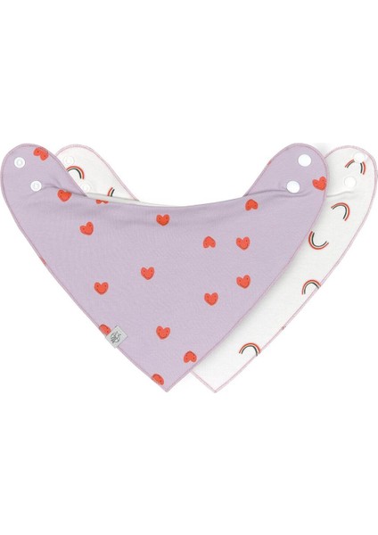 Organik Pamuk Üçgen Bebek Önlüğü, 2’li Set, Çıtçıtlı, Ters Çevrilebilir
