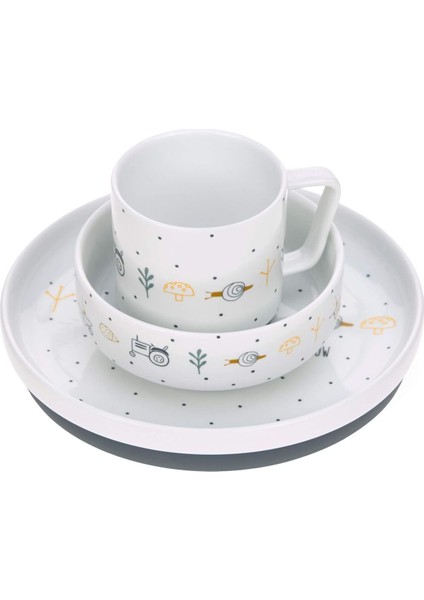 Porselen Çocuk Yemek Takımı, Tabak, Kase ve Fincan
