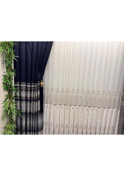 Nivemeshome FT632255 V-530 Antakya Lacivert 1/3 Sık Pileli Fon Perde Apm modelleri