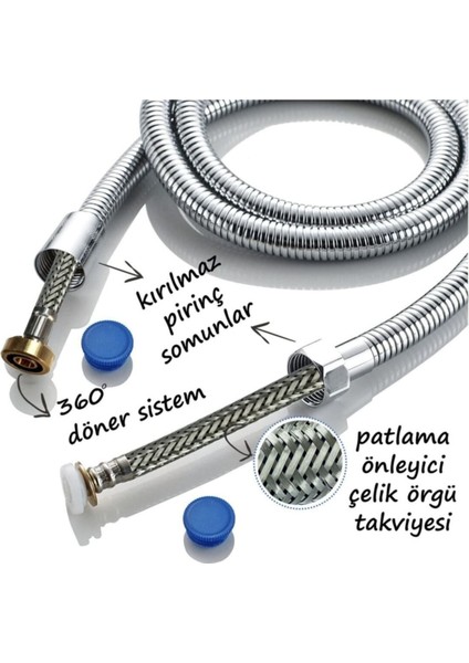 lüx Mafsallı Duş Seti Eng Set(Hortum 1.5 Mt,20 Mm-Mafsal 6x5 Cm-Duş Başlığı 20 cm ,9 cm ,2 Mm) modelleri
