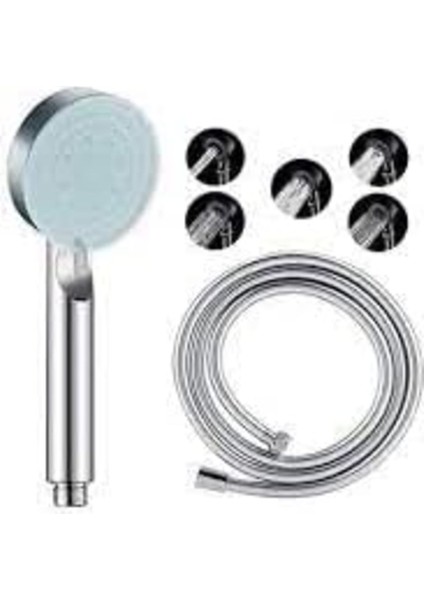 trndx Yapı Golden 5 Fonksiyonlu Yüksek Basınçlı Duş Başlığı Mafsalı 150 cm Hortum Siyah ve