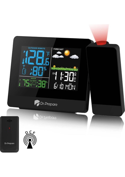 Projeksiyonlu Dijital Çalar Saat, Çift Alarm, Dış Sensörlü, Iç ve Dış Sıcaklık Göstergeli