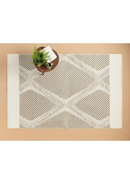 Home Hanna Saçaklı Kilim 120X180 cm Krem - Taş