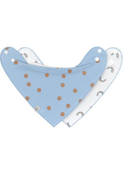 Organik Pamuk Üçgen Bebek Önlüğü, 2’li Set, Çıtçıtlı, Ters Çevrilebilir