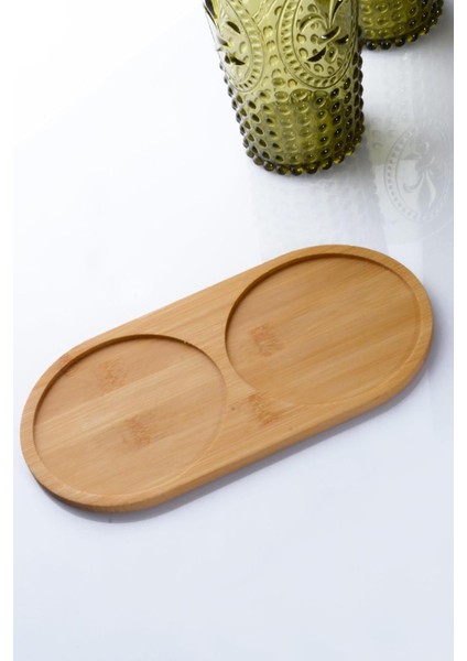 Diyarı Bambu Doğal 2 Bölmeli Yağdanlık Altlığı 20X10 cm Bambu