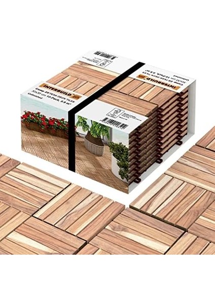 Real Wood “gerçek Teak” Klasik, Yüzeyi Işlenmemiş, Kilitli Karo Deck, 30×30 cm (10&apos;lu Paket), Iç ve Dış Mekan Kullanımı Için Kolay Kurulum Yer Karosu, 20 Çıtalı/karo, Fsc Sertifikalı fiyatları