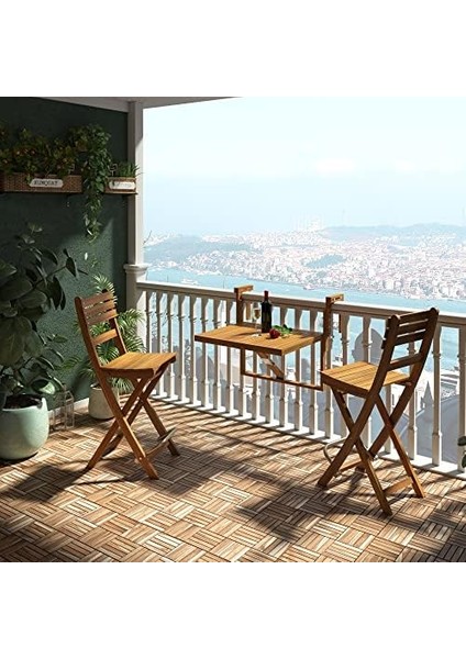 Real Wood “gerçek Teak” Klasik, Yüzeyi Işlenmemiş, Kilitli Karo Deck, 30×30 cm (10&apos;lu Paket), Iç ve Dış Mekan Kullanımı Için Kolay Kurulum Yer Karosu, 20 Çıtalı/karo, Fsc Sertifikalı modelleri