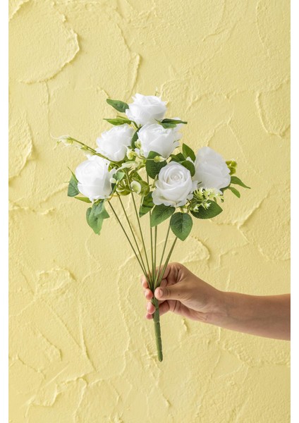 Yapay Gül Demeti 9 Dallı Beyaz