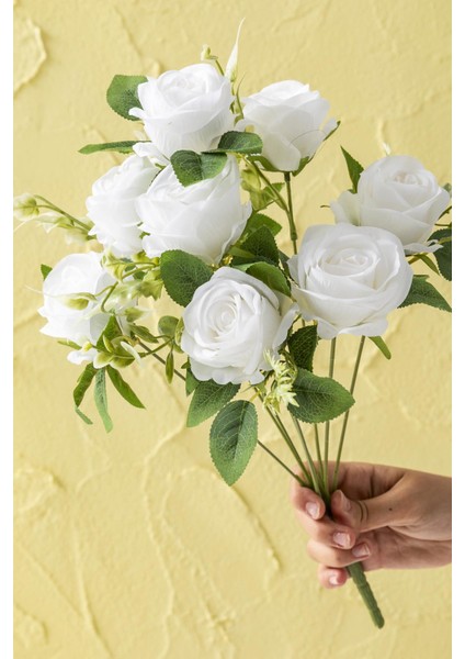 Yapay Gül Demeti 9 Dallı Beyaz modelleri