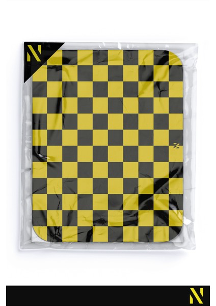 Sarı Siyah Renkli Damalı Geometrik Desenli Ergonomik Mouse Pad - 23 cm x 19 cm - Kaydırmaz Taban Ev ve Ofis Kullanımı Için Ideal Fare Altlığı Mousepad