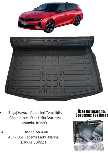 Opel Astra L 2022+ Uyumlu 4.5d Premium Havuzlu Oto Paspas ve Liner Marka 3D Üst Bagaj Havuzu fiyatları