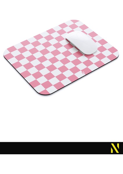 Pembe Beyaz Renkli Damalı Geometrik Desenli Ergonomik Mouse Pad - 23 cm x 19 cm - Kaydırmaz Taban Ev ve Ofis Kullanımı Için Ideal Fare Altlığı Mousepad modelleri