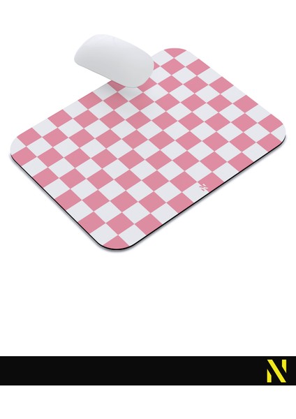 Pembe Beyaz Renkli Damalı Geometrik Desenli Ergonomik Mouse Pad - 23 cm x 19 cm - Kaydırmaz Taban Ev ve Ofis Kullanımı Için Ideal Fare Altlığı Mousepad indirimleri