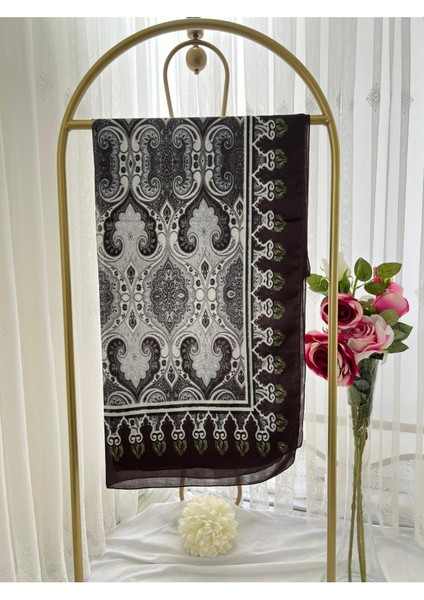 Retro Desen Pamuk Şal Siyah Beyaz modelleri