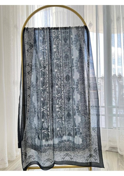 Retro Desen Pamuk Şal Lacivert fiyatları