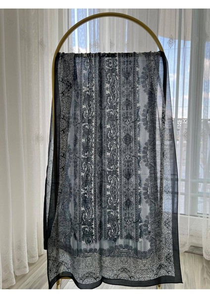 Retro Desen Pamuk Şal Lacivert modelleri