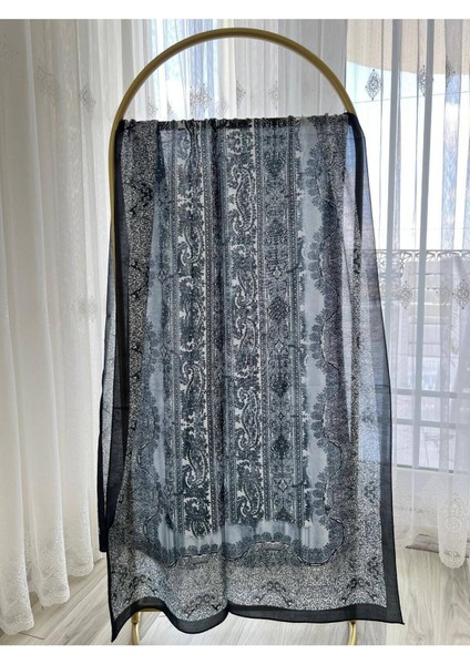 Retro Desen Pamuk Şal Lacivert fırsatları