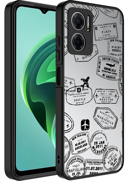 Xiaomi Redmi Note 11E Kılıf Aynalı Desenli Kamera Korumalı Parlak Tknc Mirror Kapak-Seyahat
