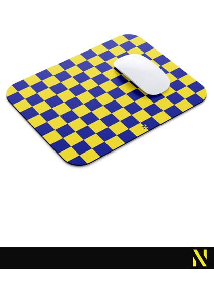 Sarı Lacivert Renkli Damalı Geometrik Desenli Ergonomik Mouse Pad - 23 cm x 19 cm - Kaydırmaz Taban Ev ve Ofis Kullanımı Için Ideal Fare Altlığı Mousepad modelleri