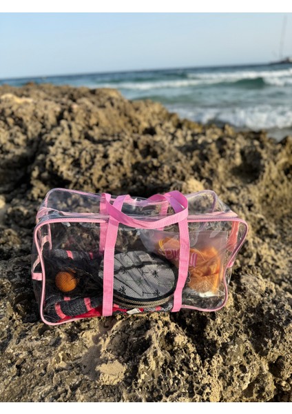 Premium Şeffaf Pembe Renkli Bavul Plaj Çantası fiyatları