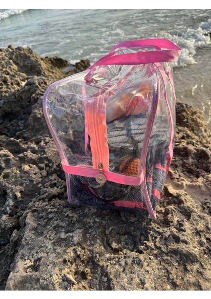 Premium Şeffaf Pembe Renkli Bavul Plaj Çantası fırsatları