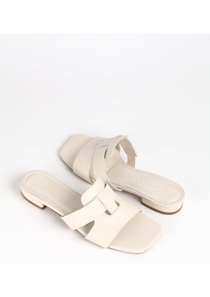 Kadın Deri Ekru Terlik 9760