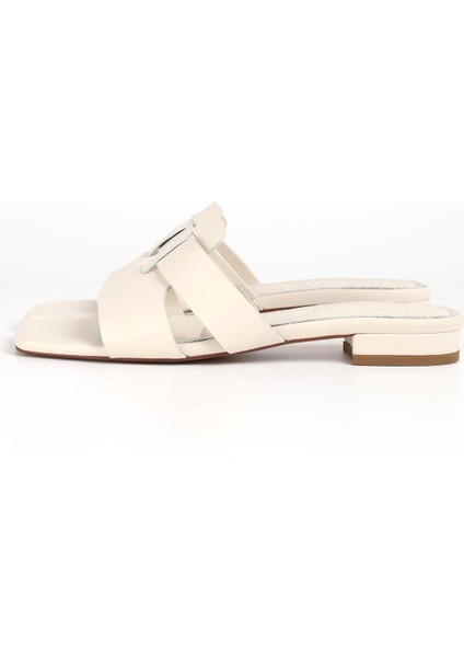 Kadın Deri Ekru Terlik 9760 fiyatları